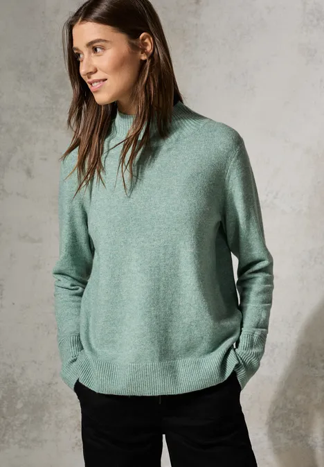 Pullover mit Stehkragen iced salvia green melange
