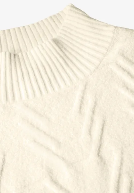 Jaquard Pullover in Unifarbe birch white