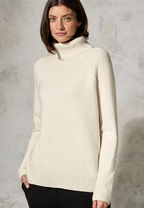 Rollkragenpullover birch white melange