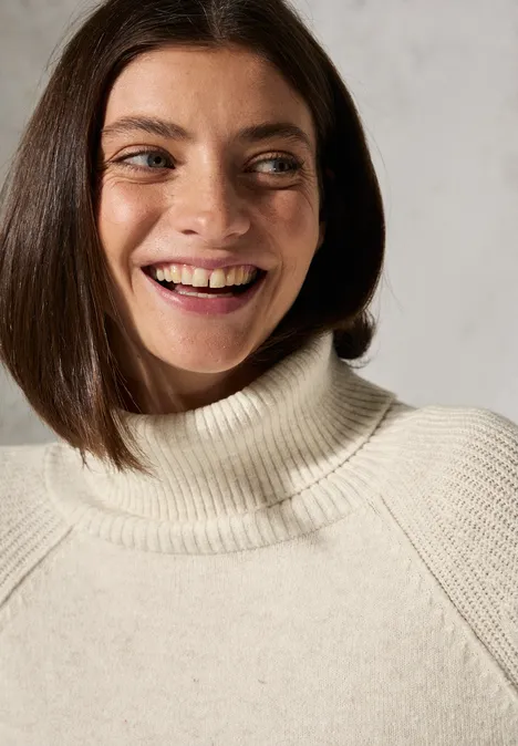 Rollkragenpullover birch white melange