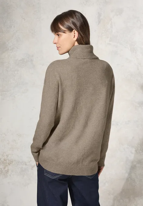 Pullover mit Rollkragen dark taupe melange
