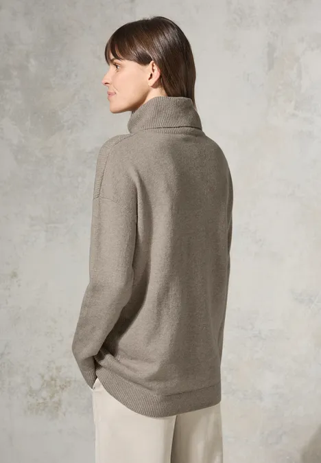 Pullover mit Rollkragen milky caramel melange