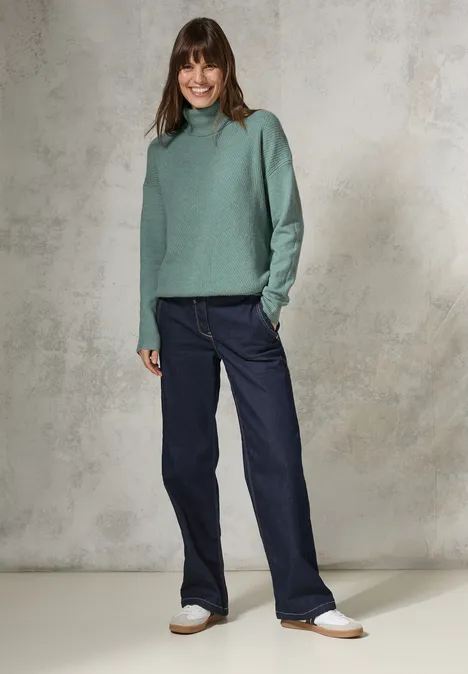 Pullover mit Rollkragen iced salvia green melange Pullover mit Rollkragen iced salvia green melange