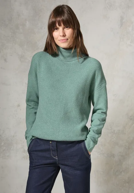 Pullover mit Rollkragen iced salvia green melange Pullover mit Rollkragen iced salvia green melange
