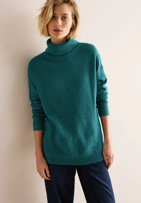 Pullover mit Rollkragen petrol green melange