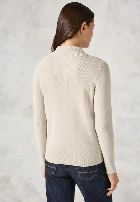 Pullover mit Strukturmix alabaster beige melange