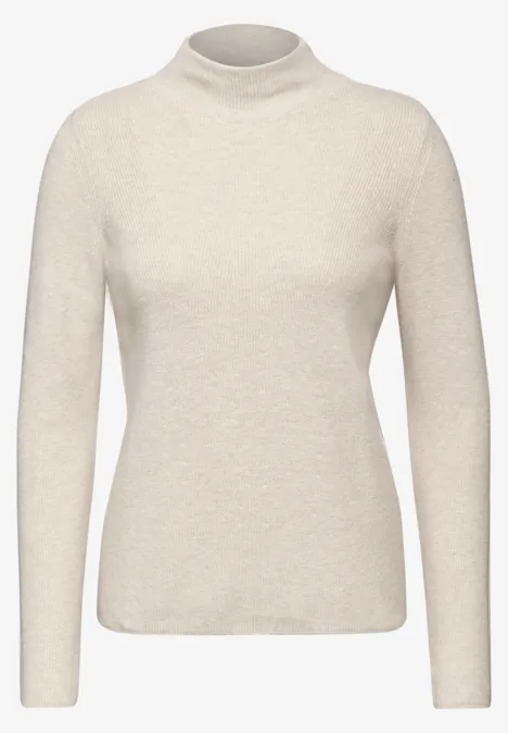 Pullover mit Strukturmix alabaster beige melange