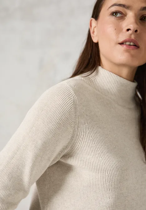 Pullover mit Strukturmix alabaster beige melange