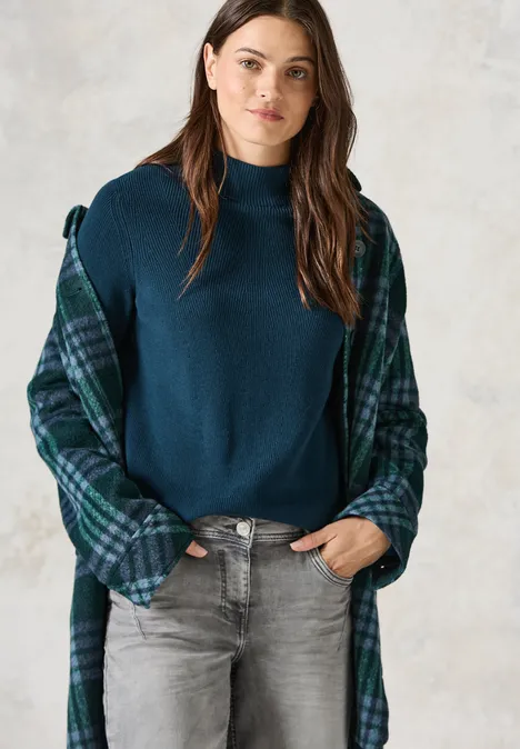 Pullover mit Strukturmix oil blue