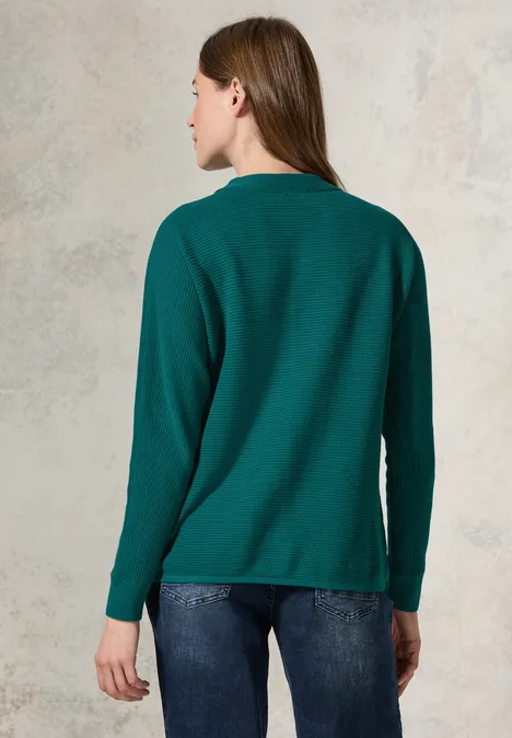 Strukturmix Dolman Pullover petrol green