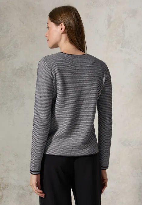Pulli mit Strukturstreifen Black