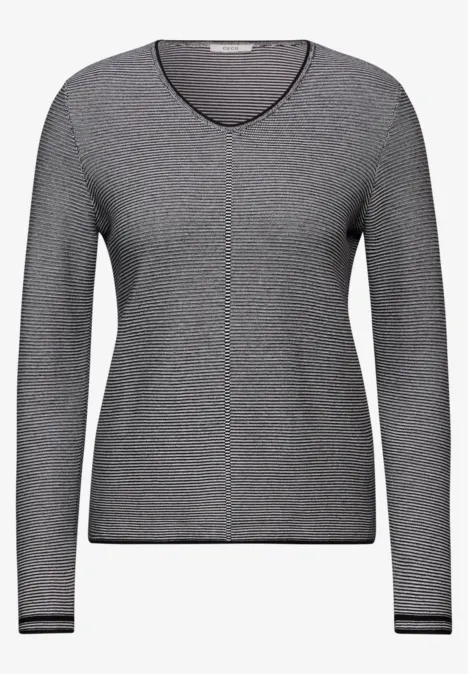 Pulli mit Strukturstreifen Black