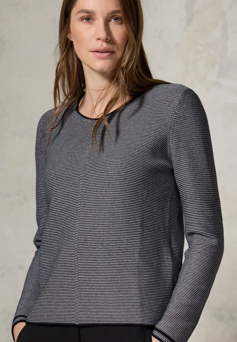 Pulli mit Strukturstreifen Black
