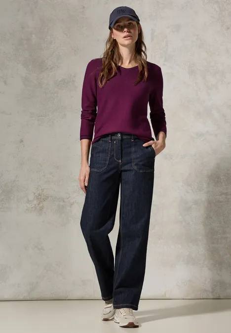 Pulli mit Strukturstreifen beloved berry
