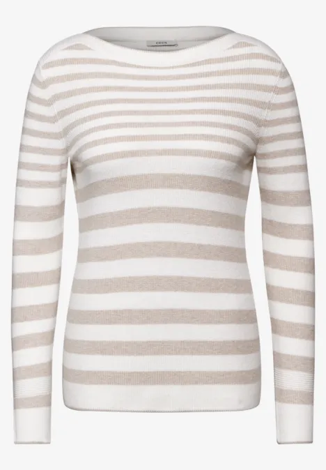 Gestreifter Pullover alabaster beige melange