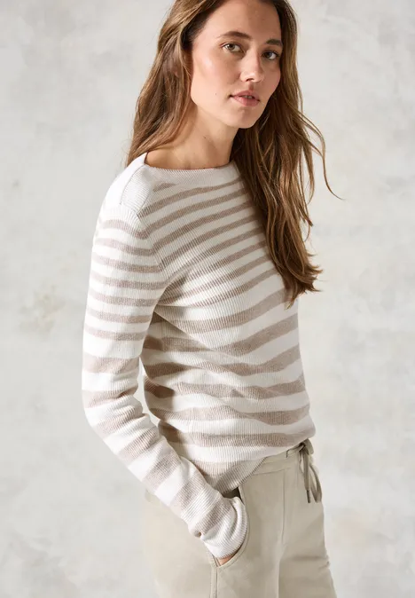 Gestreifter Pullover alabaster beige melange