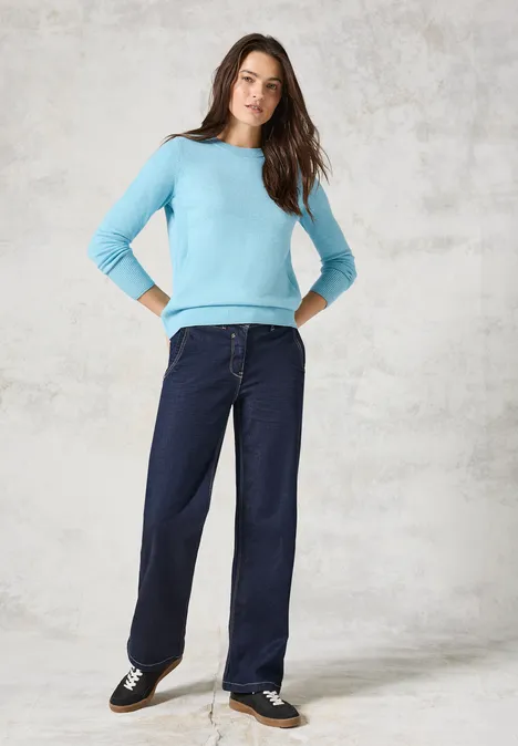 Softer Feinstrickpullover turquoise melange