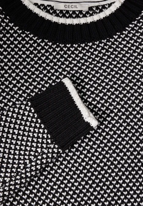 Gemusterter Strickpullover Black