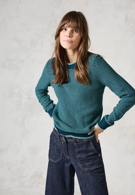 Gemusterter Strickpullover atlantic green