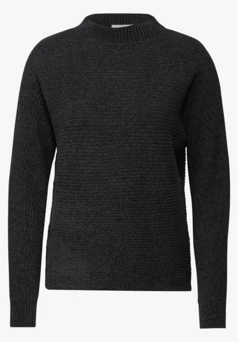 Chenille Dolman Pullover deep charcoal grey