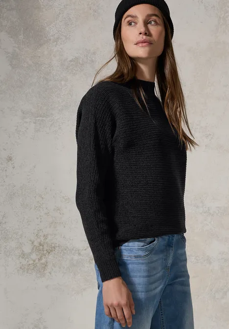 Chenille Dolman Pullover deep charcoal grey