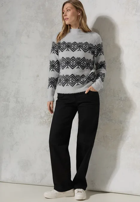 Federgarn-Pullover soft silver melange