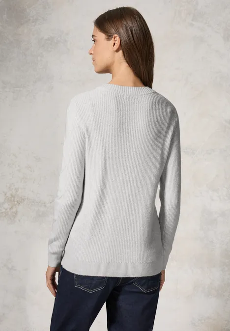 Pullover mit Strickmuster soft silver melange
