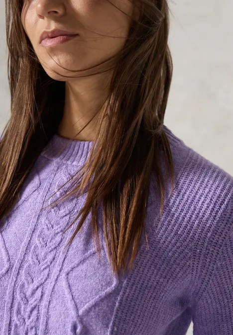 Pullover mit Strickmuster lilac melange