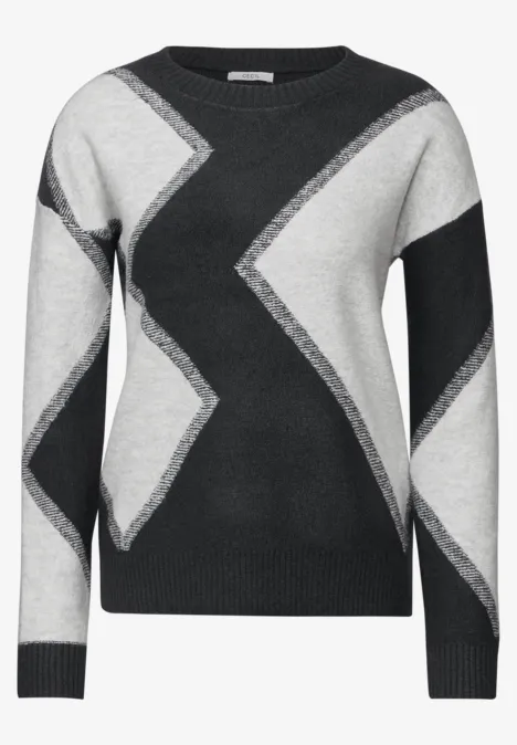 Gemusterter Pullover charcoal grey melange