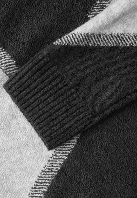 Gemusterter Pullover charcoal grey melange