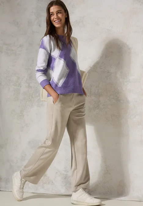 Gemusterter Pullover lilac melange