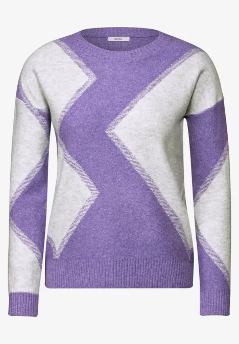 Gemusterter Pullover lilac melange