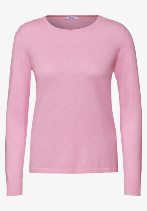 Pull à col rond tender rose melange