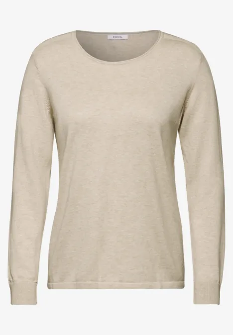 Rundhalspullover desert beige melange