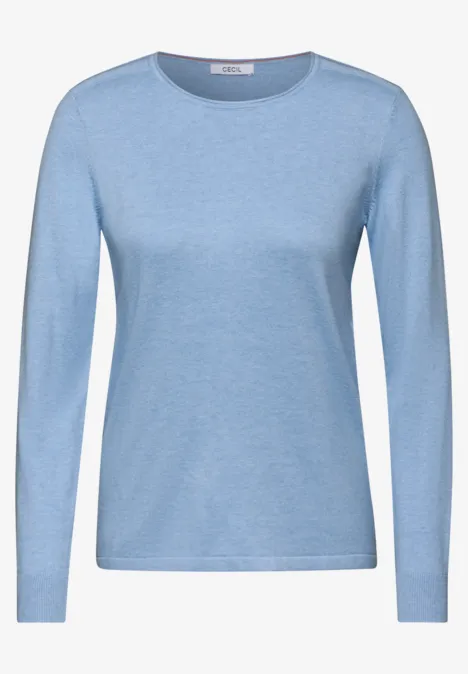 Rundhalspullover light blue melange