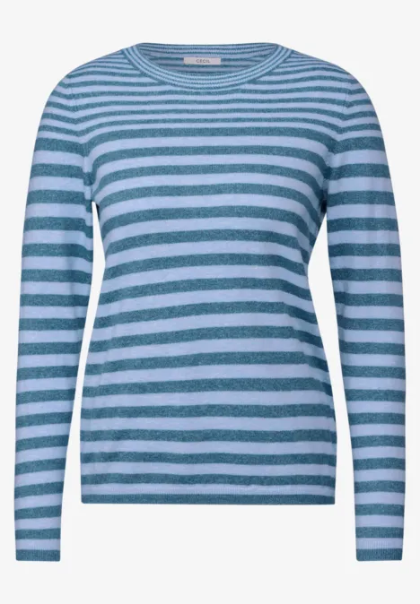 Softer Streifenpullover aqua melange