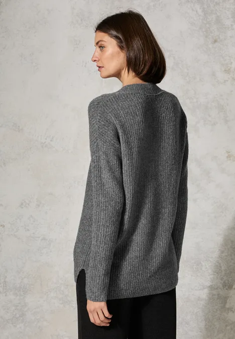 Pullover mit V-Ausschnitt flint grey melange