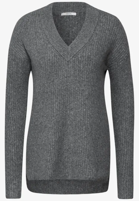 Pullover mit V-Ausschnitt flint grey melange
