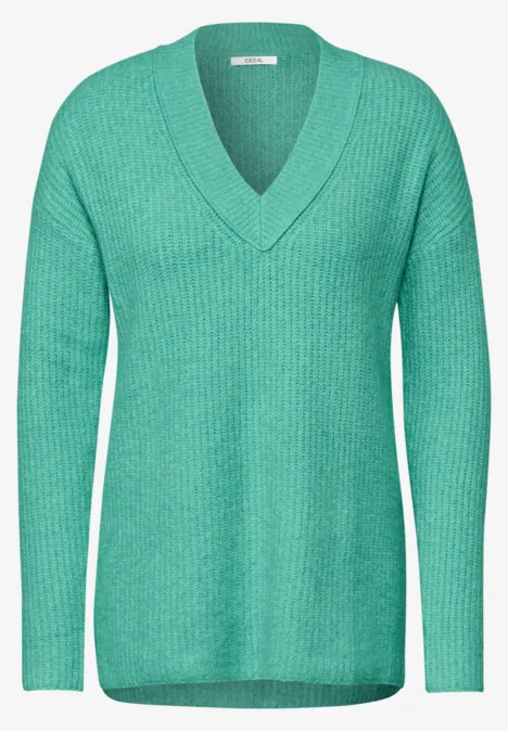 Pullover mit V-Ausschnitt aventurine green melange