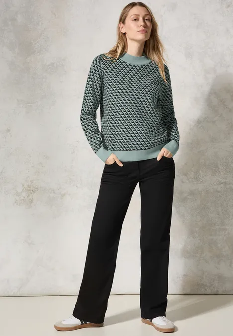 Gemusterter Pullover glaced salvia green