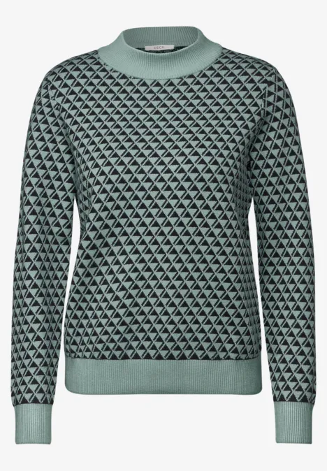 Gemusterter Pullover glaced salvia green