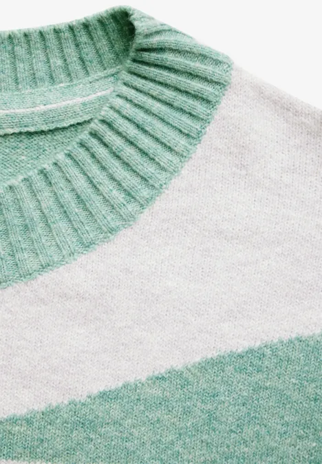 Gemusterter Pullover glaced green melange