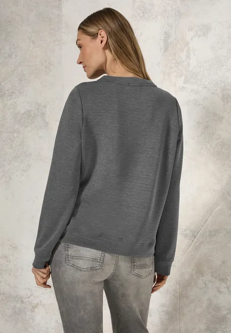 Zijden trui met print flint grey melange