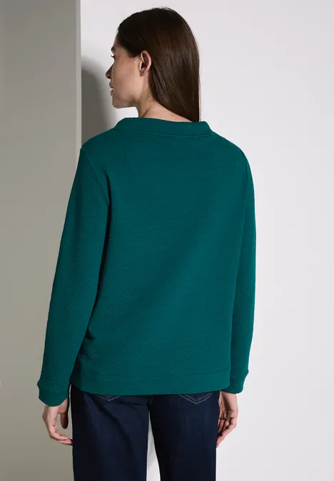 Struktur-Sweatshirt petrol green
