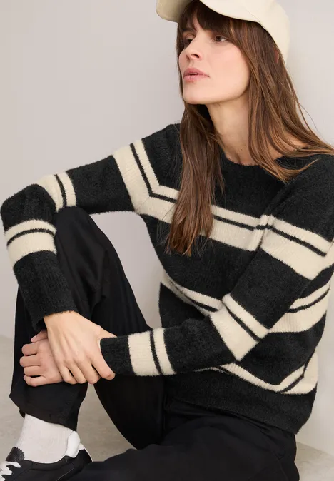 Gestreifter Pullover Black