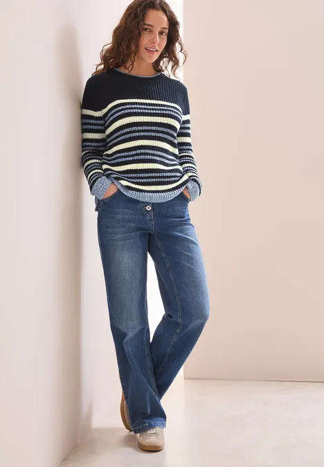 Gestreifter Mouliné Pullover universal blue