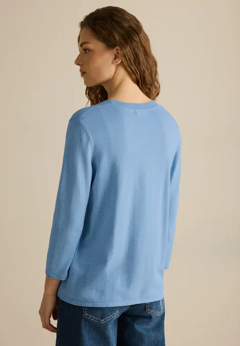 V-Neck Pullover light blue melange