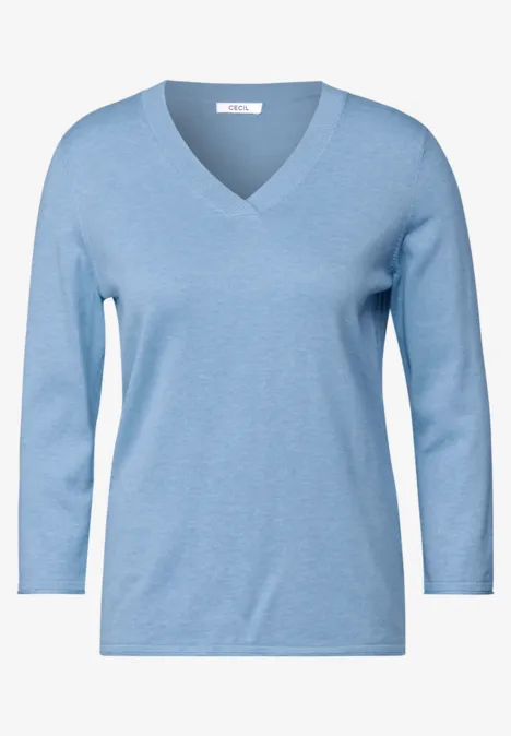 V-Neck Pullover light blue melange