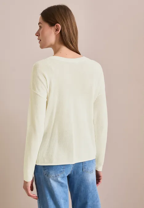 Leichter Strukturpullover vanilla white