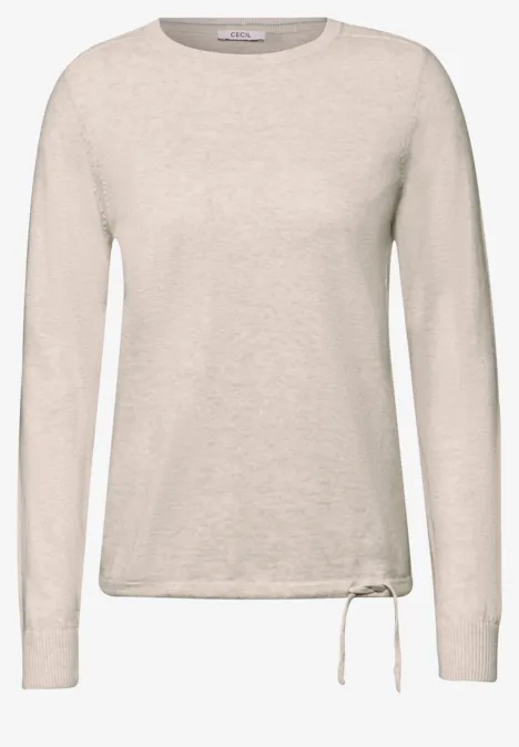 Pullover mit Mesh-Detail pearl beige mel.